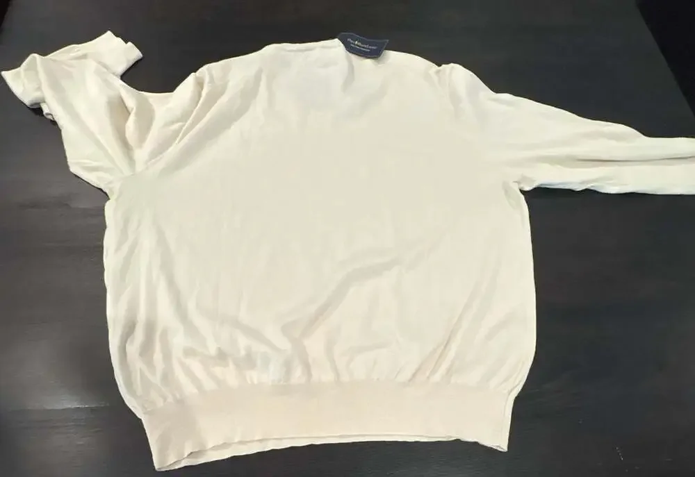Polo Ralph Lauren The Pima Sweater Cream V-Neck Men's XL NEW W/tags